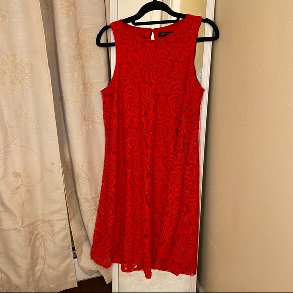 Sharagano Sleeveless Res Lace A Line Dress 4 - Picture 2 of 9
